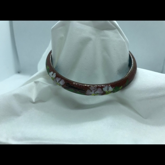 Vintage Caramel Enamel Cloisonné Bangle Bracelet - Picture 2 of 2